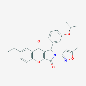 molecular formula C26H24N2O5 B361910 7-Ethyl-1-(3-isopropoxyphenyl)-2-(5-methyl-3-isoxazolyl)-1,2-dihydrochromeno[2,3-c]pyrrole-3,9-dione CAS No. 874395-80-9