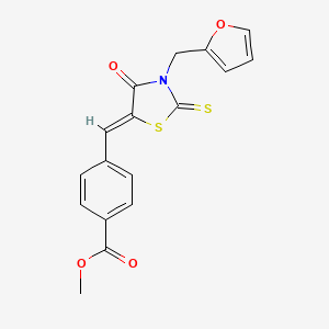 molecular formula C17H13NO4S2 B3619120 methyl 4-{[3-(2-furylmethyl)-4-oxo-2-thioxo-1,3-thiazolidin-5-ylidene]methyl}benzoate 