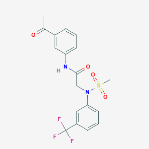 molecular formula C18H17F3N2O4S B3619125 N~1~-(3-acetylphenyl)-N~2~-(methylsulfonyl)-N~2~-[3-(trifluoromethyl)phenyl]glycinamide 