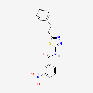 4-methyl-3-nitro-N-[5-(2-phenylethyl)-1,3,4-thiadiazol-2-yl]benzamide