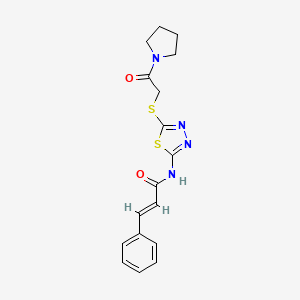 molecular formula C17H18N4O2S2 B3619212 N-(5-{[2-oxo-2-(1-pyrrolidinyl)ethyl]thio}-1,3,4-thiadiazol-2-yl)-3-phenylacrylamide 