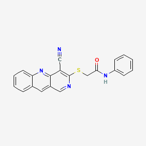 molecular formula C21H14N4OS B3619213 2-[(4-cyanobenzo[b]-1,6-naphthyridin-3-yl)thio]-N-phenylacetamide CAS No. 506429-47-6