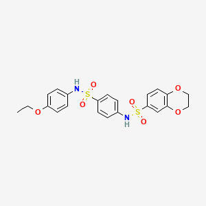 molecular formula C22H22N2O7S2 B3619270 N-(4-{[(4-ethoxyphenyl)amino]sulfonyl}phenyl)-2,3-dihydro-1,4-benzodioxine-6-sulfonamide 