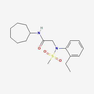 molecular formula C18H28N2O3S B3619275 N~1~-cycloheptyl-N~2~-(2-ethylphenyl)-N~2~-(methylsulfonyl)glycinamide 