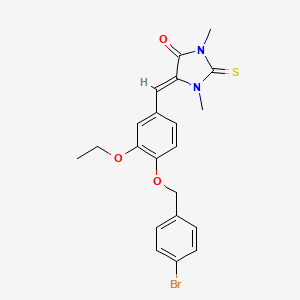 molecular formula C21H21BrN2O3S B3619341 5-{4-[(4-bromobenzyl)oxy]-3-ethoxybenzylidene}-1,3-dimethyl-2-thioxo-4-imidazolidinone 