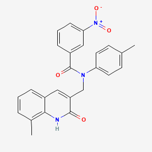 N-[(2-hydroxy-8-methyl-3-quinolinyl)methyl]-N-(4-methylphenyl)-3-nitrobenzamide