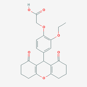 molecular formula C23H24O7 B3619368 2-[4-(1,8-DIOXO-2,3,4,5,6,7,8,9-OCTAHYDRO-1H-XANTHEN-9-YL)-2-ETHOXYPHENOXY]ACETIC ACID 