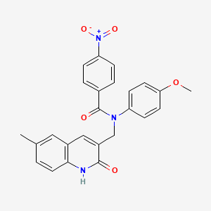 molecular formula C25H21N3O5 B3619377 N-((2-hydroxy-6-methylquinolin-3-yl)methyl)-N-(4-methoxyphenyl)-4-nitrobenzamide 