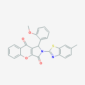 molecular formula C26H18N2O4S B361938 1-(2-Methoxyphenyl)-2-(6-methyl-1,3-benzothiazol-2-yl)-1,2-dihydrochromeno[2,3-c]pyrrole-3,9-dione CAS No. 874456-98-1