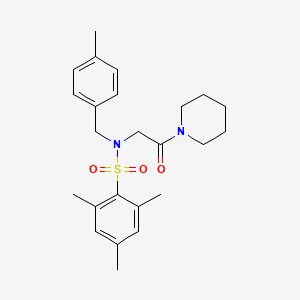 molecular formula C24H32N2O3S B3619386 2,4,6-trimethyl-N-(4-methylbenzyl)-N-[2-oxo-2-(1-piperidinyl)ethyl]benzenesulfonamide 