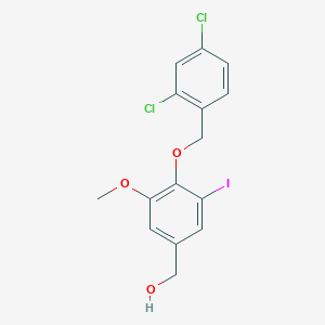 molecular formula C15H13Cl2IO3 B3619413 [4-[(2,4-Dichlorophenyl)methoxy]-3-iodo-5-methoxyphenyl]methanol 