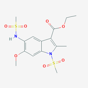 molecular formula C15H20N2O7S2 B361943 Ethyl 5-(methanesulfonamido)-6-methoxy-2-methyl-1-methylsulfonylindole-3-carboxylate CAS No. 867311-50-0