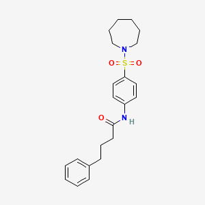 molecular formula C22H28N2O3S B3619476 N-[4-(azepan-1-ylsulfonyl)phenyl]-4-phenylbutanamide 