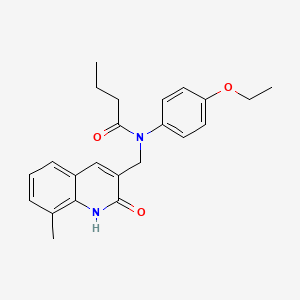 molecular formula C23H26N2O3 B3619484 N-(4-ethoxyphenyl)-N-[(2-hydroxy-8-methyl-3-quinolinyl)methyl]butanamide 