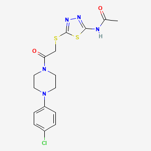 molecular formula C16H18ClN5O2S2 B3619500 N-[5-({2-[4-(4-chlorophenyl)piperazin-1-yl]-2-oxoethyl}sulfanyl)-1,3,4-thiadiazol-2-yl]acetamide 