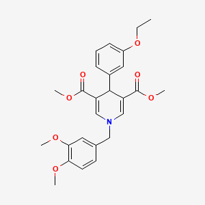 molecular formula C26H29NO7 B3619574 3,5-DIMETHYL 1-[(3,4-DIMETHOXYPHENYL)METHYL]-4-(3-ETHOXYPHENYL)-1,4-DIHYDROPYRIDINE-3,5-DICARBOXYLATE 