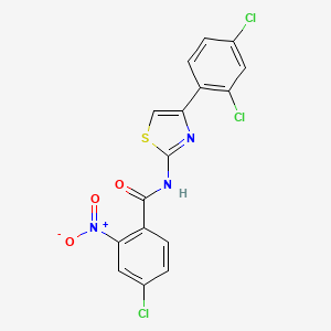 molecular formula C16H8Cl3N3O3S B3619582 4-chloro-N-[4-(2,4-dichlorophenyl)-1,3-thiazol-2-yl]-2-nitrobenzamide 