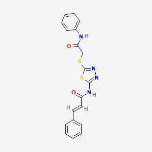 molecular formula C19H16N4O2S2 B3619614 N-(5-((2-oxo-2-(phenylamino)ethyl)thio)-1,3,4-thiadiazol-2-yl)cinnamamide 