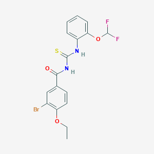 molecular formula C17H15BrF2N2O3S B3619630 3-bromo-N-{[2-(difluoromethoxy)phenyl]carbamothioyl}-4-ethoxybenzamide 