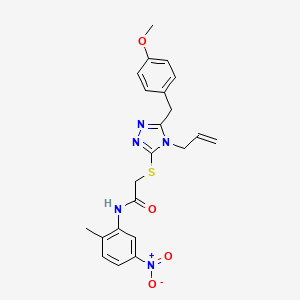 molecular formula C22H23N5O4S B3619640 2-{[5-(4-methoxybenzyl)-4-(prop-2-en-1-yl)-4H-1,2,4-triazol-3-yl]sulfanyl}-N-(2-methyl-5-nitrophenyl)acetamide 