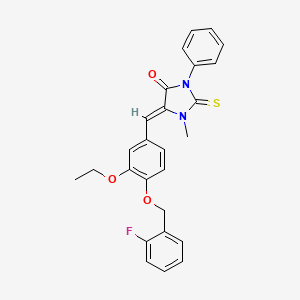 5-{3-ethoxy-4-[(2-fluorobenzyl)oxy]benzylidene}-1-methyl-3-phenyl-2-thioxo-4-imidazolidinone