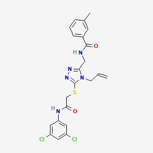 molecular formula C22H21Cl2N5O2S B3619721 N-{[5-({2-[(3,5-dichlorophenyl)amino]-2-oxoethyl}sulfanyl)-4-(prop-2-en-1-yl)-4H-1,2,4-triazol-3-yl]methyl}-3-methylbenzamide 