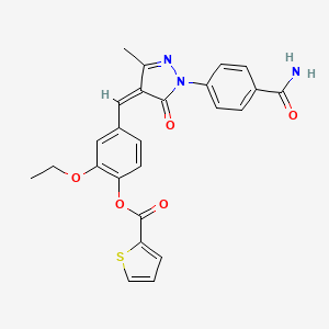 molecular formula C25H21N3O5S B3619749 4-({1-[4-(aminocarbonyl)phenyl]-3-methyl-5-oxo-1,5-dihydro-4H-pyrazol-4-ylidene}methyl)-2-ethoxyphenyl 2-thiophenecarboxylate 