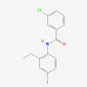 molecular formula C15H13ClINO B3619750 3-chloro-N-(2-ethyl-4-iodophenyl)benzamide 