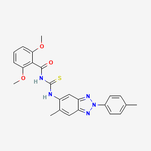 molecular formula C24H23N5O3S B3619802 2,6-dimethoxy-N-({[6-methyl-2-(4-methylphenyl)-2H-1,2,3-benzotriazol-5-yl]amino}carbonothioyl)benzamide 