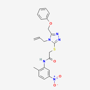 molecular formula C21H21N5O4S B3619809 N-(2-methyl-5-nitrophenyl)-2-{[5-(phenoxymethyl)-4-(prop-2-en-1-yl)-4H-1,2,4-triazol-3-yl]sulfanyl}acetamide 