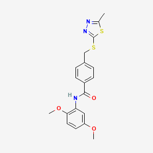 molecular formula C19H19N3O3S2 B3619836 N-(2,5-dimethoxyphenyl)-4-{[(5-methyl-1,3,4-thiadiazol-2-yl)sulfanyl]methyl}benzamide 