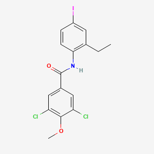 molecular formula C16H14Cl2INO2 B3619862 3,5-dichloro-N-(2-ethyl-4-iodophenyl)-4-methoxybenzamide 