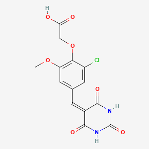 2-[2-Chloro-6-methoxy-4-[(2,4,6-trioxo-1,3-diazinan-5-ylidene)methyl]phenoxy]acetic acid