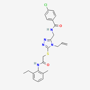 molecular formula C24H26ClN5O2S B3619895 4-chloro-N-{[5-({2-[(2-ethyl-6-methylphenyl)amino]-2-oxoethyl}sulfanyl)-4-(prop-2-en-1-yl)-4H-1,2,4-triazol-3-yl]methyl}benzamide 