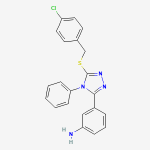 molecular formula C21H17ClN4S B3620054 3-{5-[(4-chlorobenzyl)sulfanyl]-4-phenyl-4H-1,2,4-triazol-3-yl}aniline 