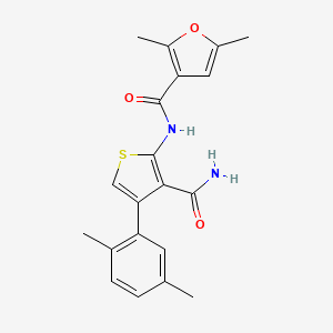 molecular formula C20H20N2O3S B3620171 N-[3-CARBAMOYL-4-(2,5-DIMETHYLPHENYL)-2-THIENYL]-2,5-DIMETHYL-3-FURAMIDE 