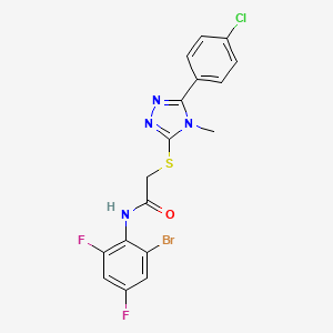 molecular formula C17H12BrClF2N4OS B3620186 N-(2-bromo-4,6-difluorophenyl)-2-{[5-(4-chlorophenyl)-4-methyl-4H-1,2,4-triazol-3-yl]sulfanyl}acetamide 