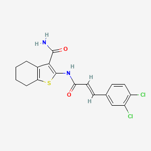 molecular formula C18H16Cl2N2O2S B3620213 2-{[3-(3,4-dichlorophenyl)acryloyl]amino}-4,5,6,7-tetrahydro-1-benzothiophene-3-carboxamide 