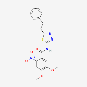 4,5-dimethoxy-2-nitro-N-(5-phenethyl-1,3,4-thiadiazol-2-yl)benzamide