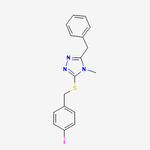 molecular formula C17H16IN3S B3620268 3-benzyl-5-[(4-iodobenzyl)thio]-4-methyl-4H-1,2,4-triazole 