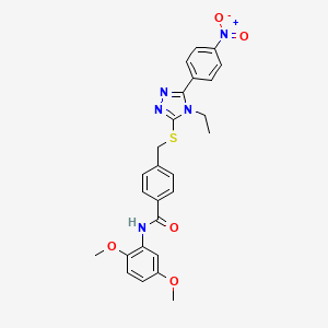 molecular formula C26H25N5O5S B3620291 N-(2,5-dimethoxyphenyl)-4-({[4-ethyl-5-(4-nitrophenyl)-4H-1,2,4-triazol-3-yl]sulfanyl}methyl)benzamide 