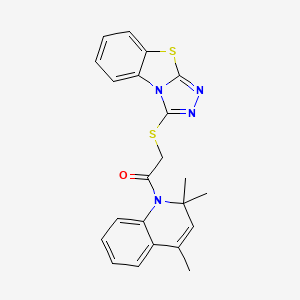 molecular formula C22H20N4OS2 B3620322 2-([1,2,4]triazolo[3,4-b][1,3]benzothiazol-3-ylsulfanyl)-1-(2,2,4-trimethylquinolin-1(2H)-yl)ethanone 