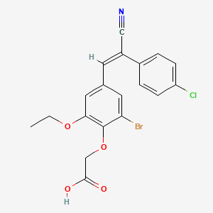 molecular formula C19H15BrClNO4 B3620335 {2-bromo-4-[(E)-2-(4-chlorophenyl)-2-cyanoethenyl]-6-ethoxyphenoxy}acetic acid 