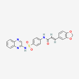 (E)-3-(1,3-BENZODIOXOL-5-YL)-N~1~-{4-[(2-QUINOXALINYLAMINO)SULFONYL]PHENYL}-2-PROPENAMIDE