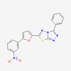 molecular formula C19H11N5O3S B3620390 6-[5-(3-nitrophenyl)furan-2-yl]-3-phenyl-[1,2,4]triazolo[3,4-b][1,3,4]thiadiazole 