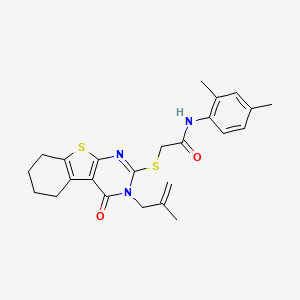 molecular formula C24H27N3O2S2 B3620436 N-(2,4-dimethylphenyl)-2-{[3-(2-methyl-2-propen-1-yl)-4-oxo-3,4,5,6,7,8-hexahydro[1]benzothieno[2,3-d]pyrimidin-2-yl]thio}acetamide 