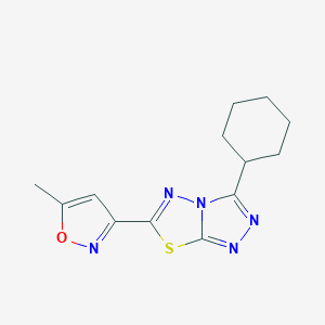 molecular formula C13H15N5OS B362049 3-Cyclohexyl-6-(5-methyl-1,2-oxazol-3-yl)[1,2,4]triazolo[3,4-b][1,3,4]thiadiazole CAS No. 929971-40-4