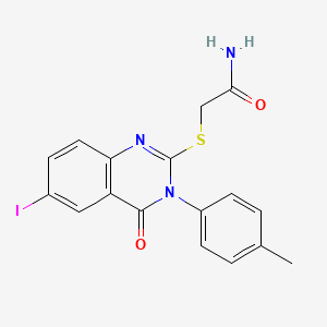 molecular formula C17H14IN3O2S B3620536 2-{[6-iodo-3-(4-methylphenyl)-4-oxo-3,4-dihydro-2-quinazolinyl]thio}acetamide 