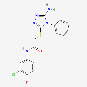 2-[(5-amino-4-phenyl-4H-1,2,4-triazol-3-yl)sulfanyl]-N-(3-chloro-4-fluorophenyl)acetamide