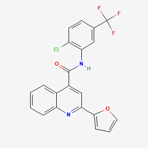 molecular formula C21H12ClF3N2O2 B3620544 N-[2-chloro-5-(trifluoromethyl)phenyl]-2-(furan-2-yl)quinoline-4-carboxamide 